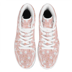 Rabbit And Carrot Pattern Print High Top Leather Sneakers