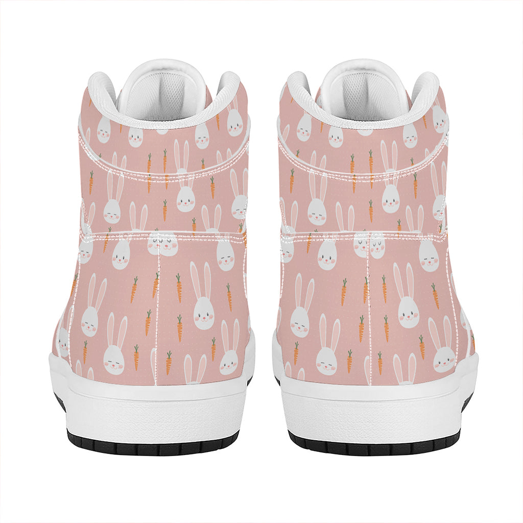 Rabbit And Carrot Pattern Print High Top Leather Sneakers