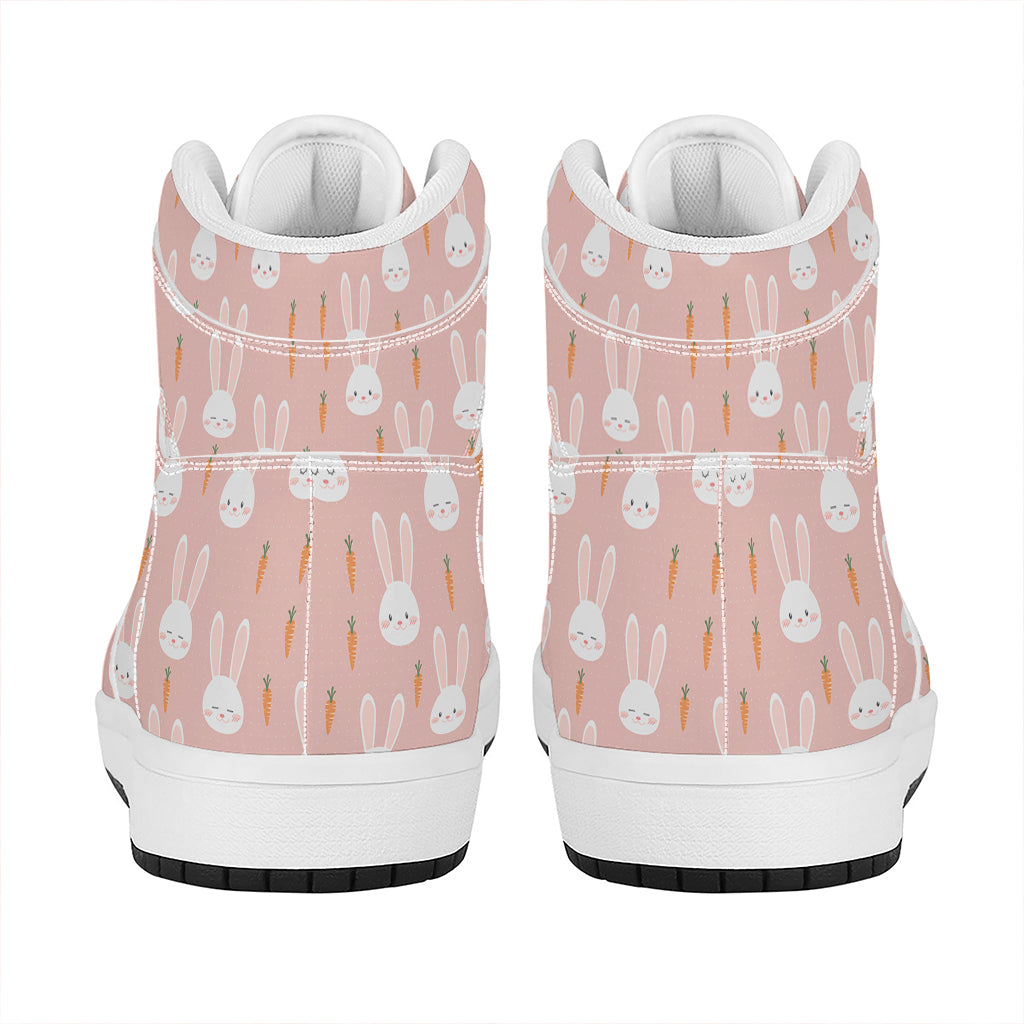 Rabbit And Carrot Pattern Print High Top Leather Sneakers