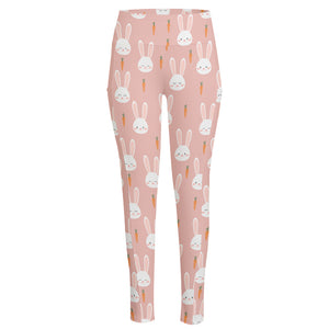 Rabbit And Carrot Pattern Print High-Waisted Pocket Leggings