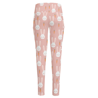 Rabbit And Carrot Pattern Print High-Waisted Pocket Leggings