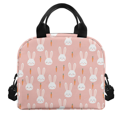 Rabbit And Carrot Pattern Print Insulated Lunch Bag