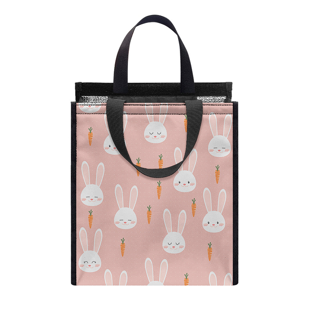 Rabbit And Carrot Pattern Print Insulated Lunch Tote