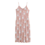 Rabbit And Carrot Pattern Print Jersey Midi Cami Dress