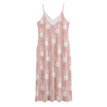 Rabbit And Carrot Pattern Print Jersey Midi Cami Dress