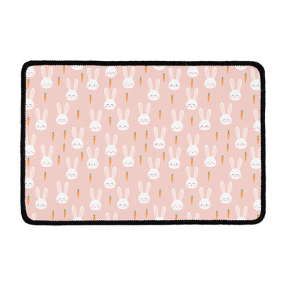 Rabbit And Carrot Pattern Print Kitchen Mat