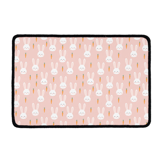 Rabbit And Carrot Pattern Print Kitchen Mat