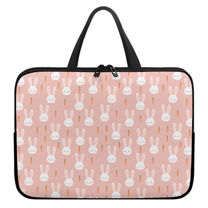 Rabbit And Carrot Pattern Print Laptop Sleeve With Handle