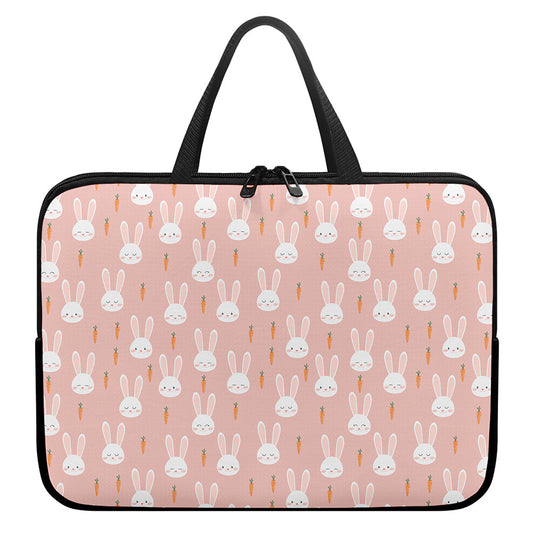 Rabbit And Carrot Pattern Print Laptop Sleeve With Handle