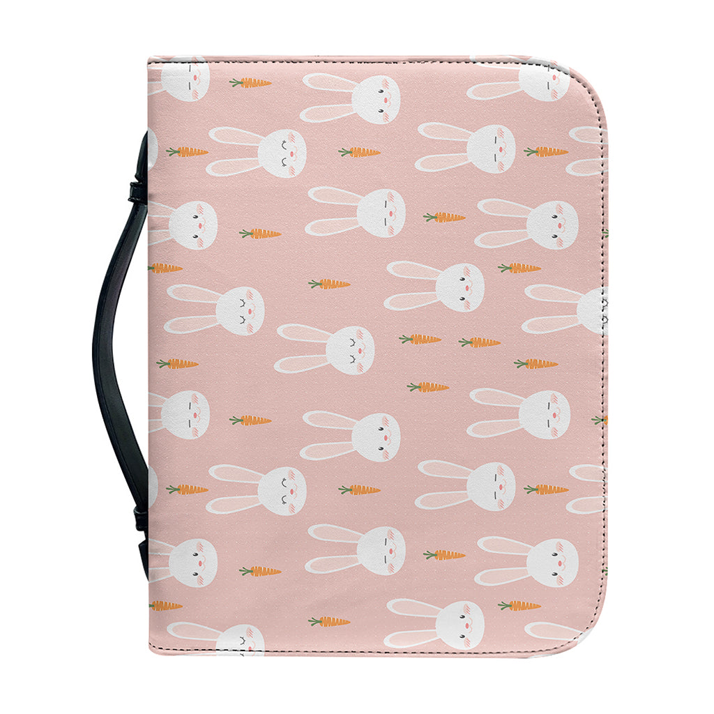 Rabbit And Carrot Pattern Print Leather Bible Cover