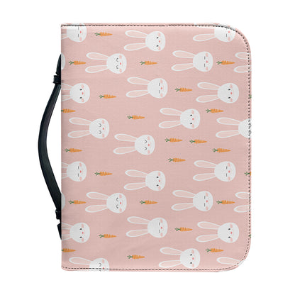 Rabbit And Carrot Pattern Print Leather Bible Cover