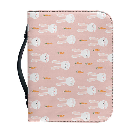 Rabbit And Carrot Pattern Print Leather Bible Cover
