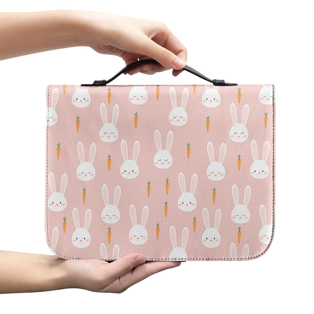 Rabbit And Carrot Pattern Print Leather Bible Cover