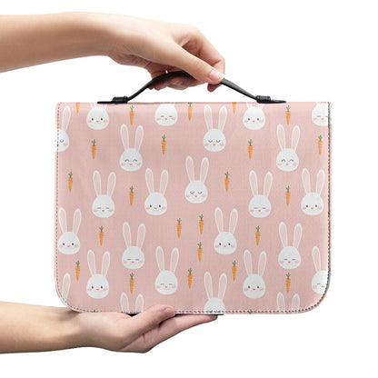 Rabbit And Carrot Pattern Print Leather Bible Cover