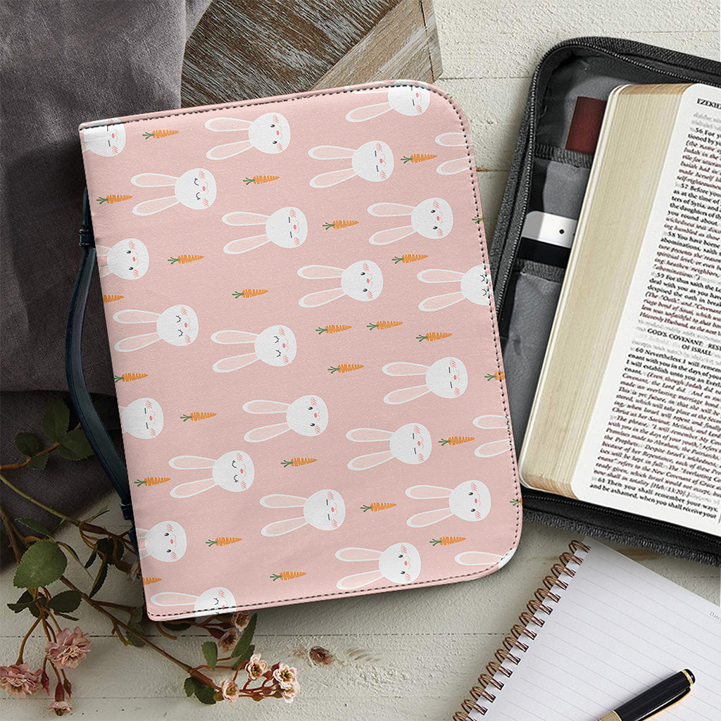 Rabbit And Carrot Pattern Print Leather Bible Cover