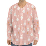 Rabbit And Carrot Pattern Print Long Sleeve Baseball Jersey