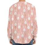 Rabbit And Carrot Pattern Print Long Sleeve Baseball Jersey