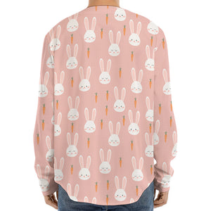 Rabbit And Carrot Pattern Print Long Sleeve Baseball Jersey