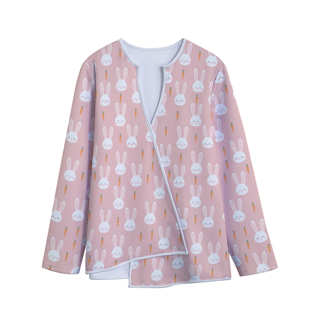 Rabbit And Carrot Pattern Print Long Sleeve Short Coat