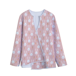 Rabbit And Carrot Pattern Print Long Sleeve Short Coat