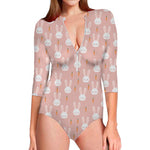 Rabbit And Carrot Pattern Print Long Sleeve Swimsuit