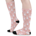 Rabbit And Carrot Pattern Print Long Socks