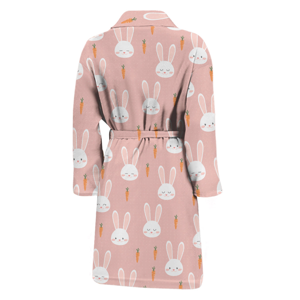 Rabbit And Carrot Pattern Print Men's Bathrobe