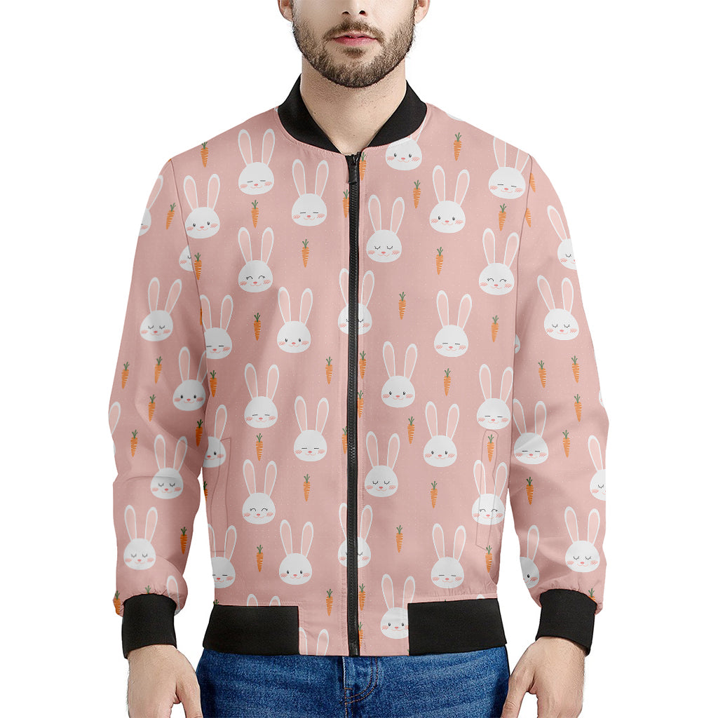 Rabbit And Carrot Pattern Print Men's Bomber Jacket