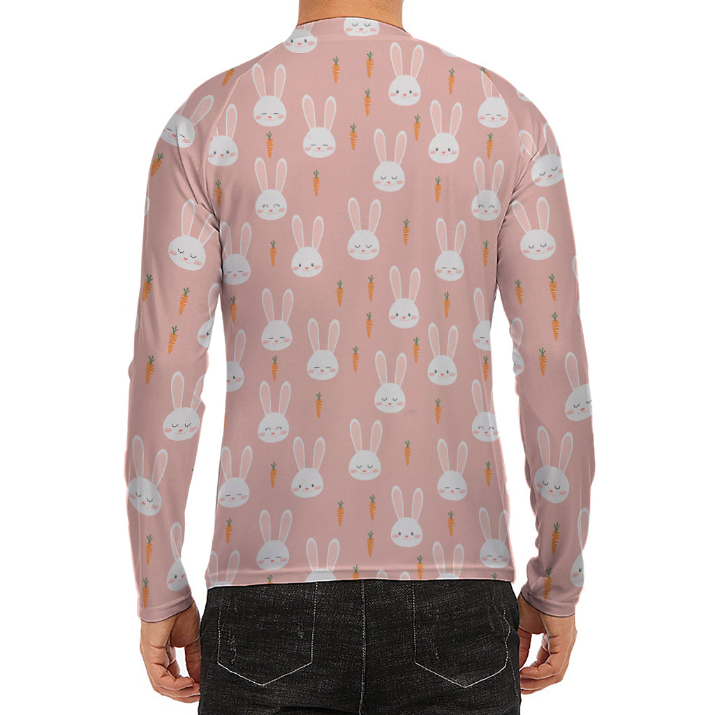 Rabbit And Carrot Pattern Print Men's Long Sleeve Rash Guard