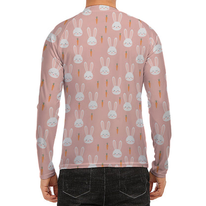 Rabbit And Carrot Pattern Print Men's Long Sleeve Rash Guard