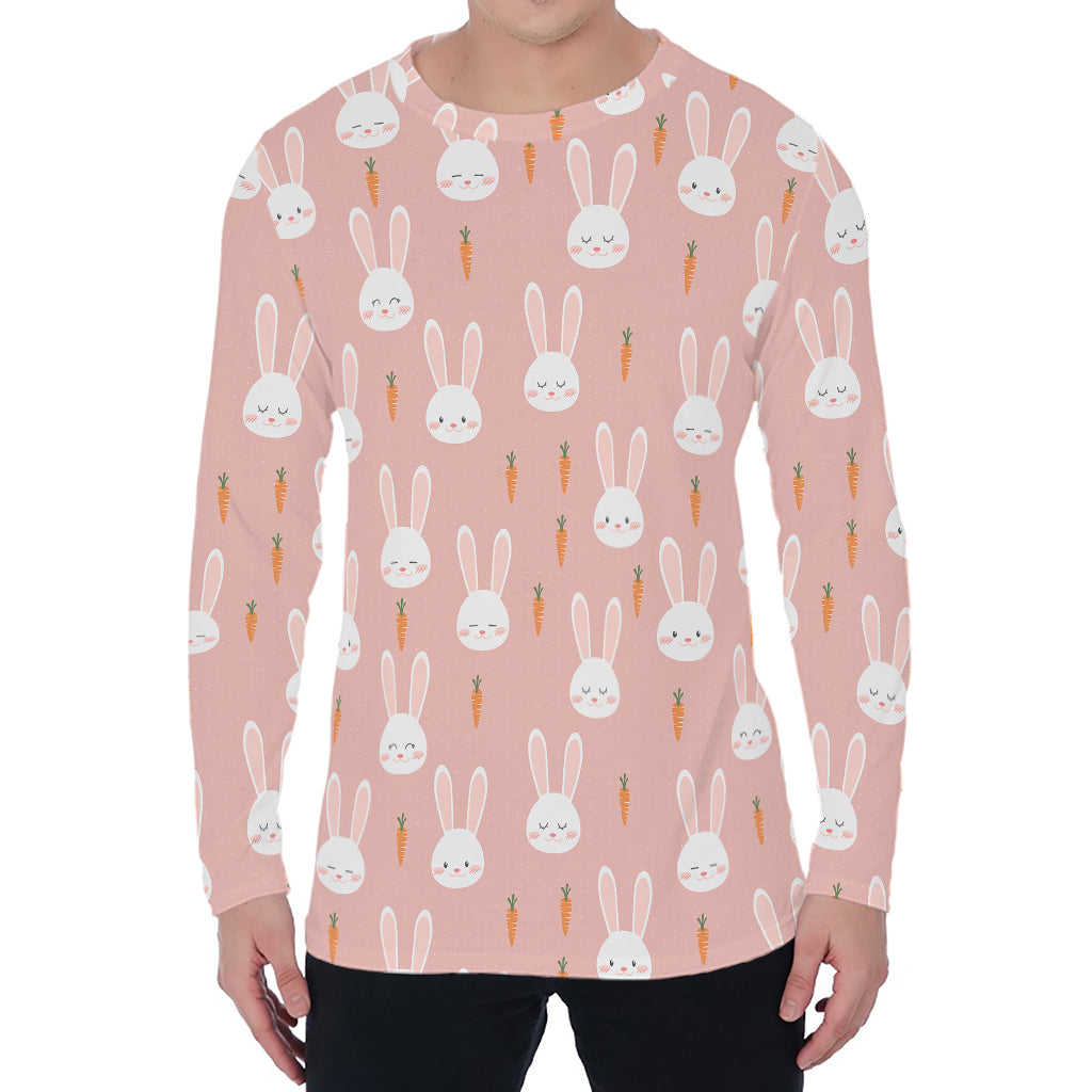 Rabbit And Carrot Pattern Print Men's Long Sleeve T-Shirt