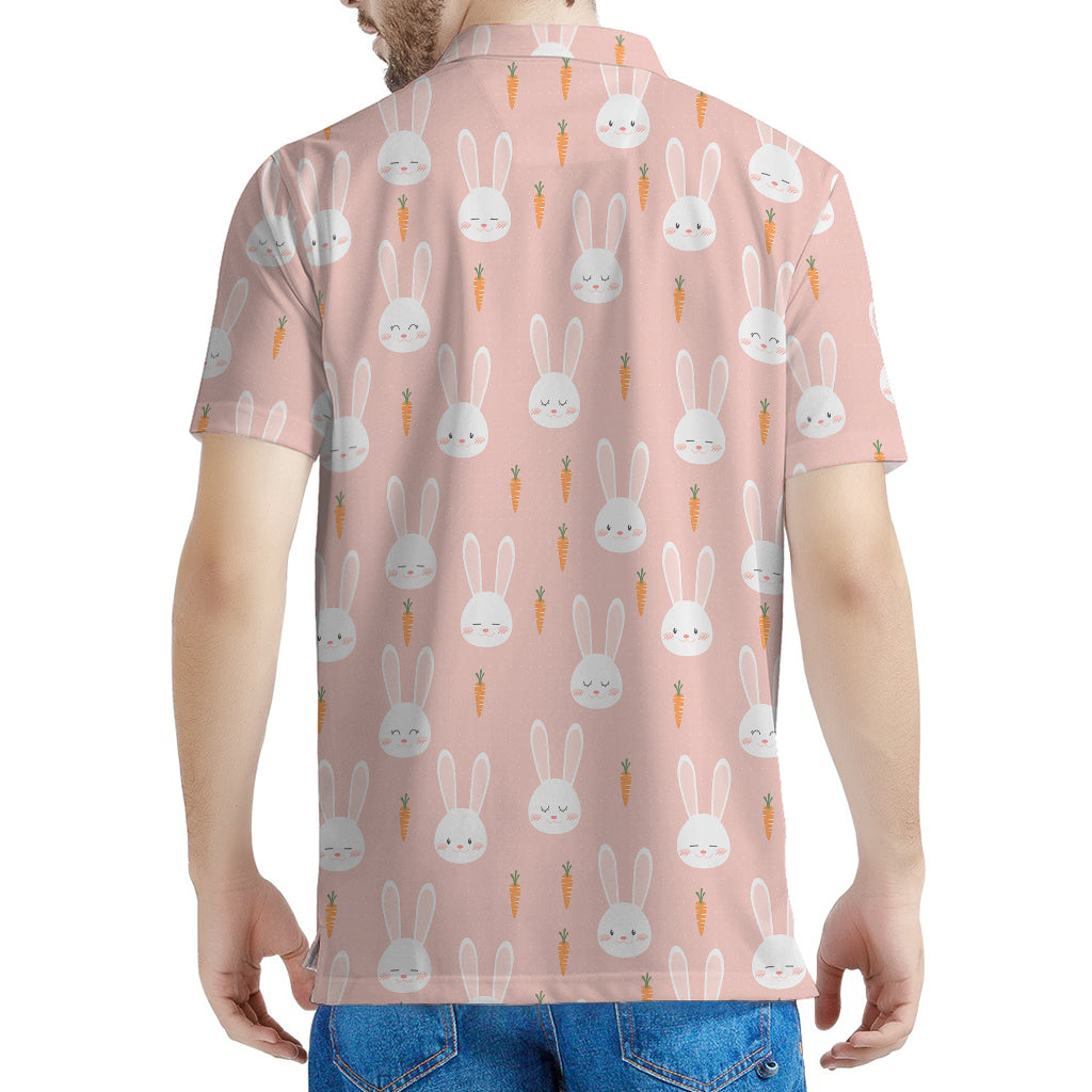 Rabbit And Carrot Pattern Print Men's Polo Shirt