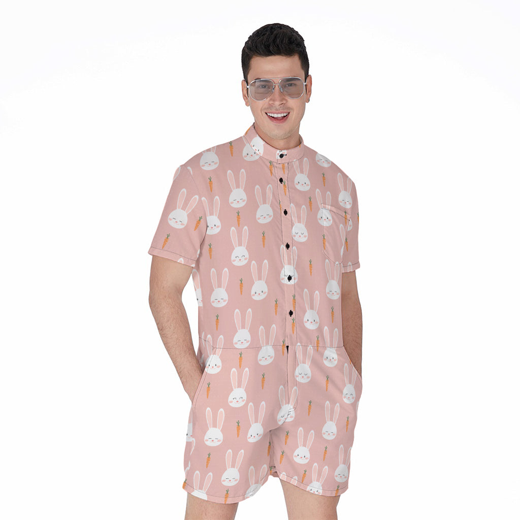 Rabbit And Carrot Pattern Print Men's Rompers