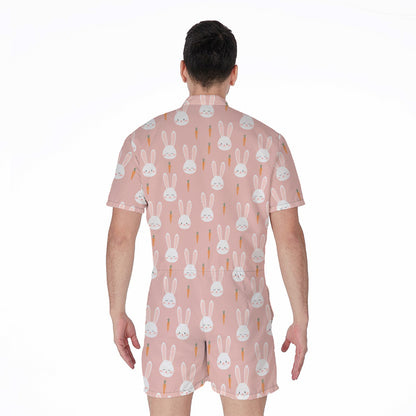 Rabbit And Carrot Pattern Print Men's Rompers