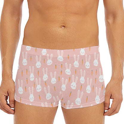 Rabbit And Carrot Pattern Print Men's Short Boxer Briefs