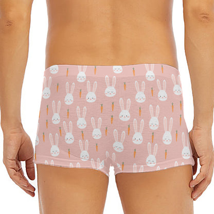 Rabbit And Carrot Pattern Print Men's Short Boxer Briefs