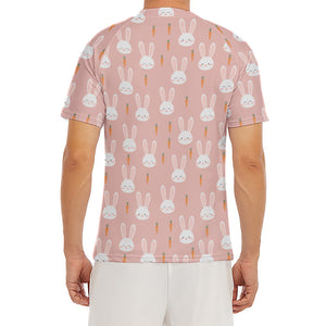 Rabbit And Carrot Pattern Print Men's Short Sleeve Rash Guard