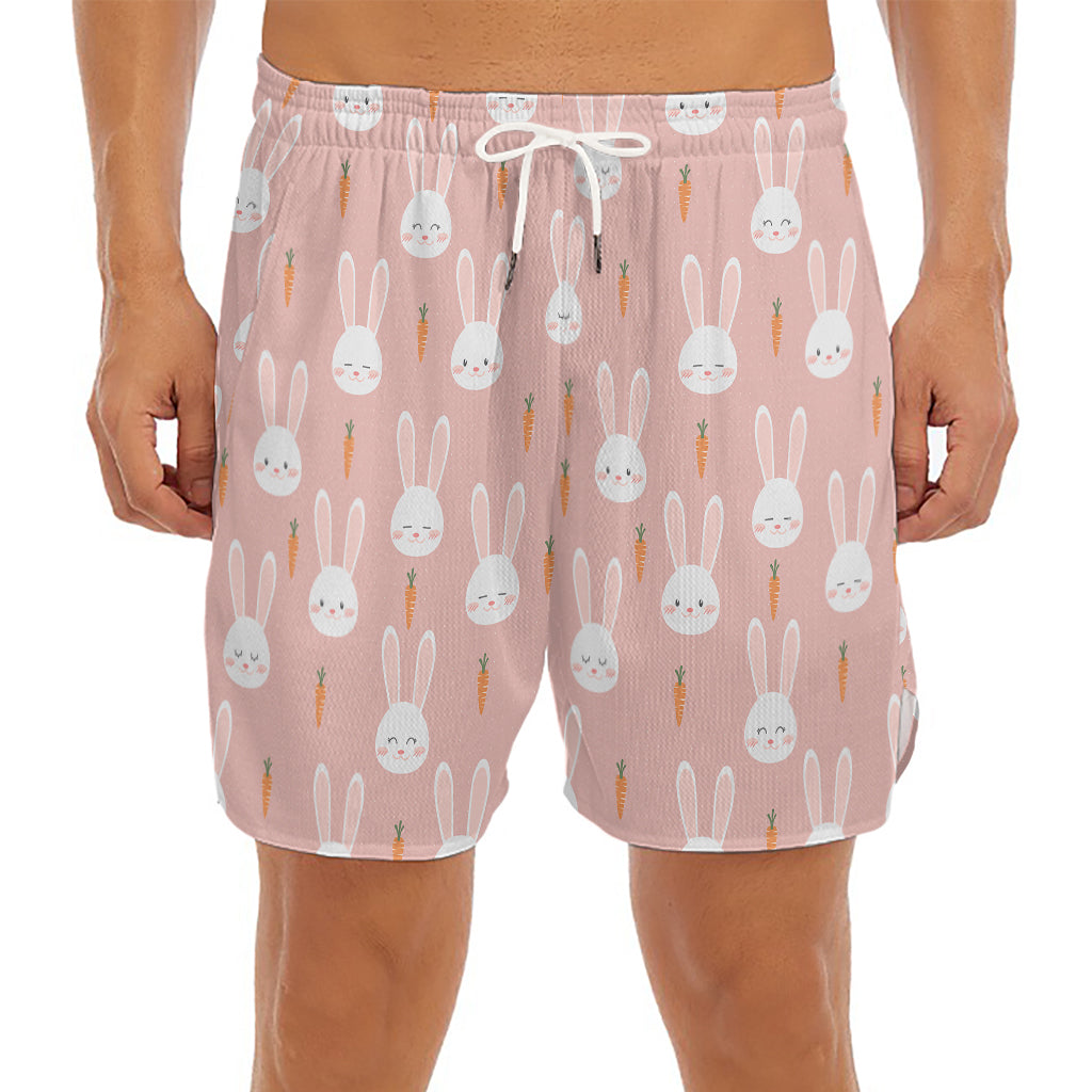 Rabbit And Carrot Pattern Print Men's Split Running Shorts