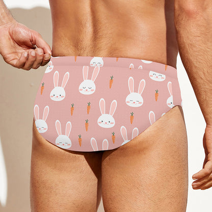 Rabbit And Carrot Pattern Print Men's Swim Briefs