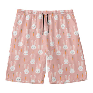 Rabbit And Carrot Pattern Print Men's Swim Trunks