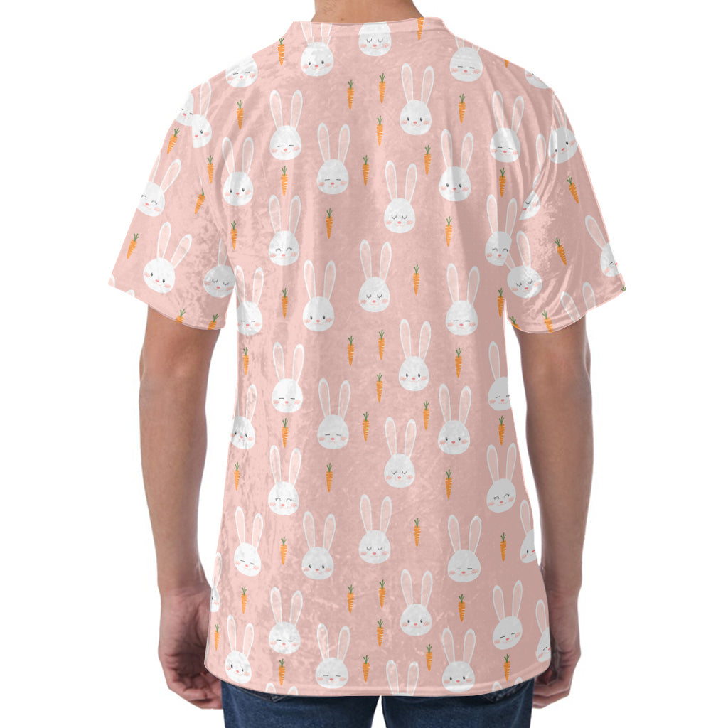 Rabbit And Carrot Pattern Print Men's Velvet T-Shirt
