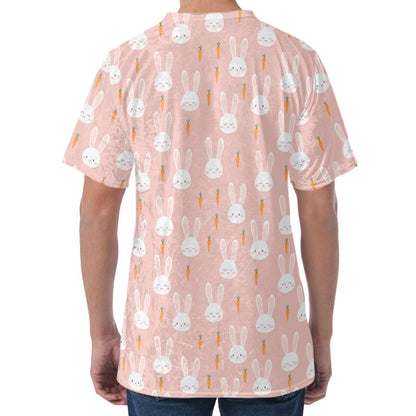 Rabbit And Carrot Pattern Print Men's Velvet T-Shirt