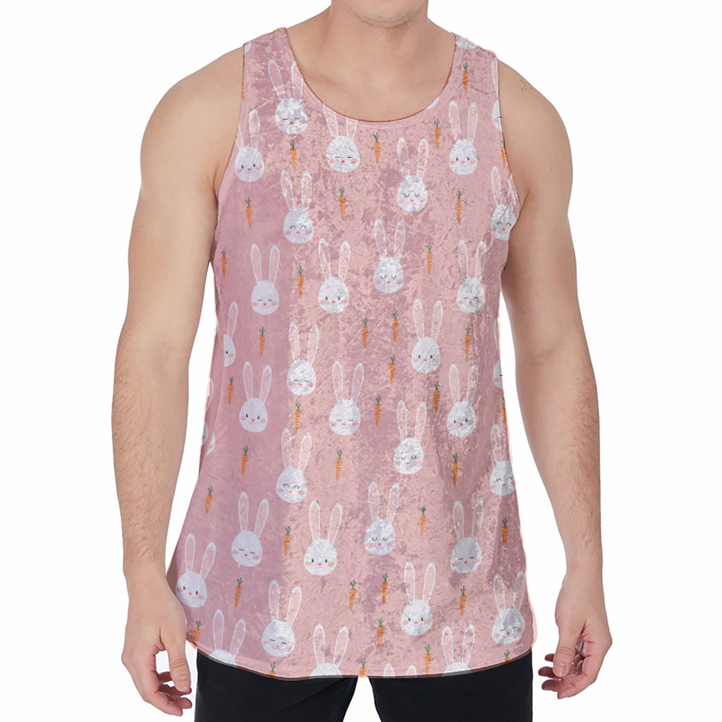 Rabbit And Carrot Pattern Print Men's Velvet Tank Top