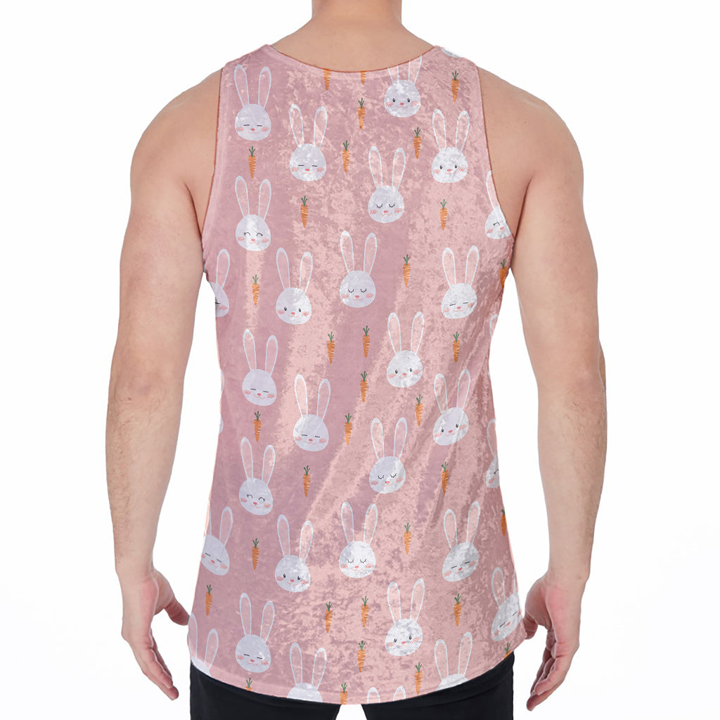 Rabbit And Carrot Pattern Print Men's Velvet Tank Top