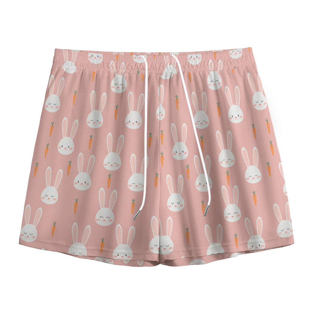 Rabbit And Carrot Pattern Print Mesh Shorts