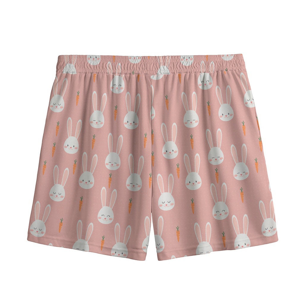 Rabbit And Carrot Pattern Print Mesh Shorts