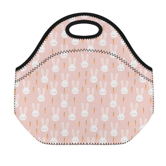 Rabbit And Carrot Pattern Print Neoprene Lunch Bag