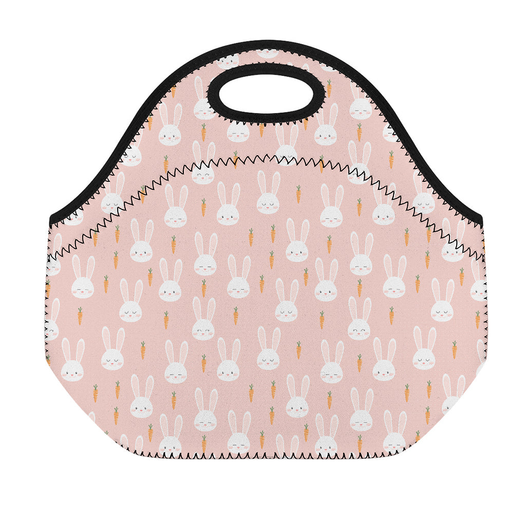 Rabbit And Carrot Pattern Print Neoprene Lunch Bag