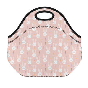 Rabbit And Carrot Pattern Print Neoprene Lunch Bag