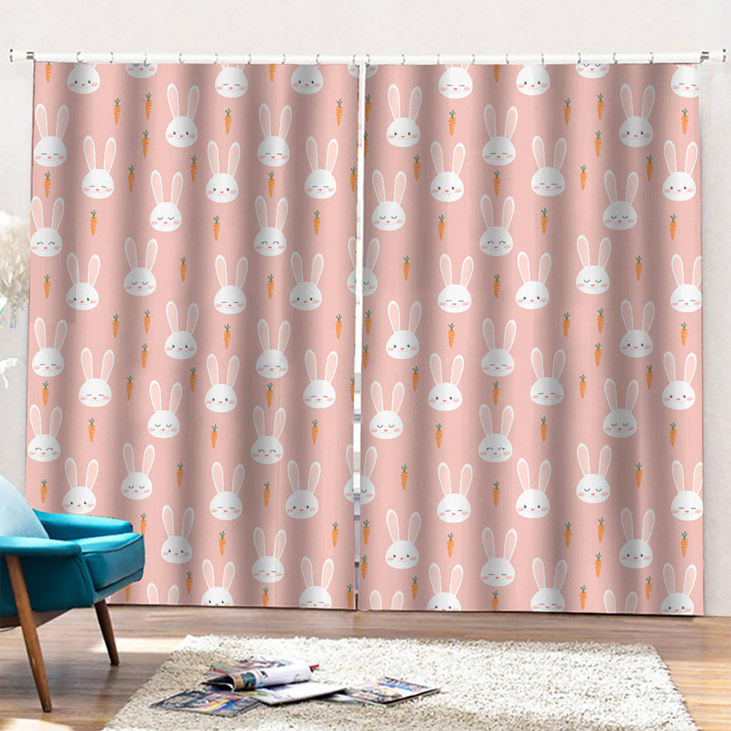 Rabbit And Carrot Pattern Print Pencil Pleat Curtains